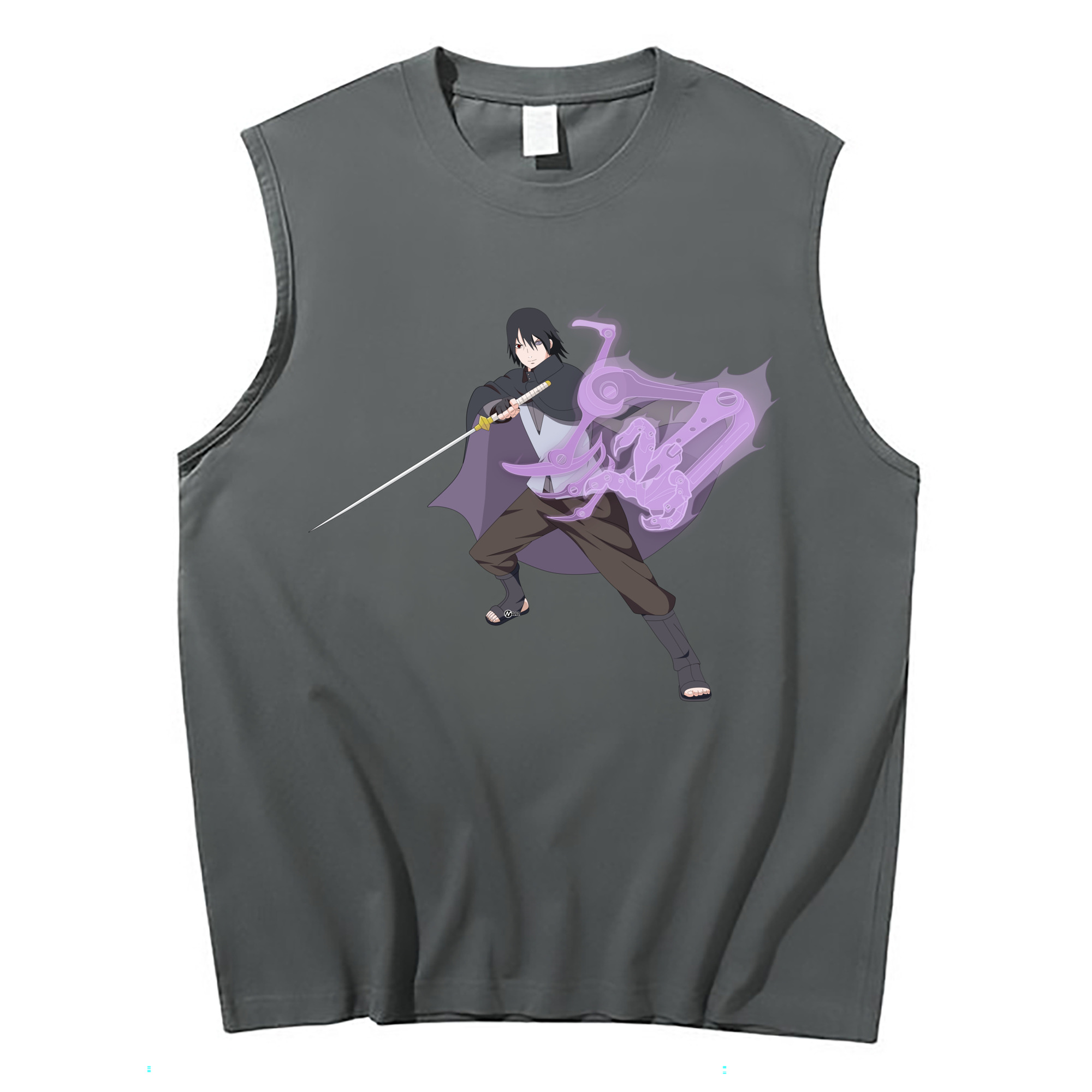 （画像用） NARUTO -ナルト- うちは サスケ Uchiha Sasuke コットン100％タンクトップ（フロントプリント）